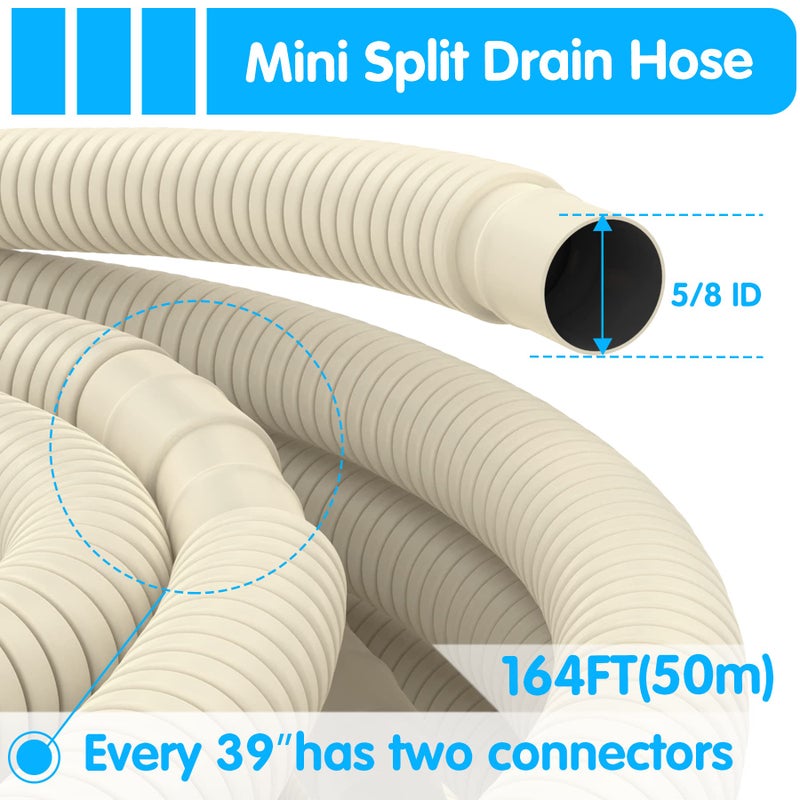 Air Jade 164Ft Mini Split AC Drain Hose, 5/8" ID Universal Fit Ductless Mini Split Air Conditioner Heat Pump Systems, Split Air Conditioning Drain Line Pipe - Image 2